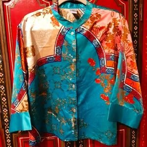 Natori Mandarin Collar Silk Blouse 👚